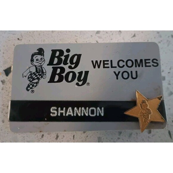 Vtg Restaurant Gas Station Name Tags Shannon Costume Shell Big Boy Got Milk? - Picture 7 of 11